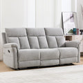 Manual Reclining Sofa 3 Seat Soft Fabric Recliner Couch for Adults with Overstuffed Arms and Back Sofa Recliner for Living Room (Silver)