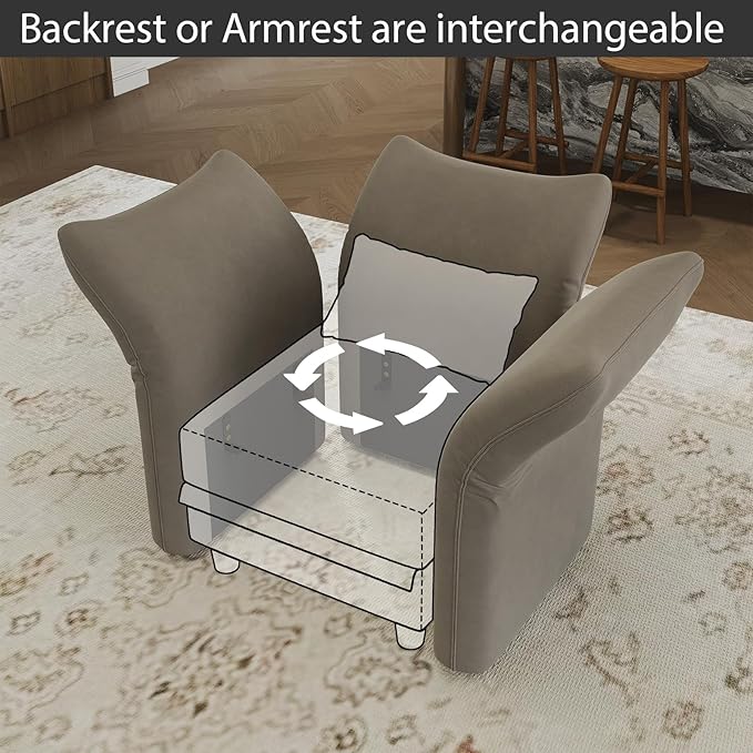 LLappuil Modular Pair of Side Armrest Backrest Module Sofa for Convertible Modular Sectional Couch Sofa Side Armrest Backrest Brown