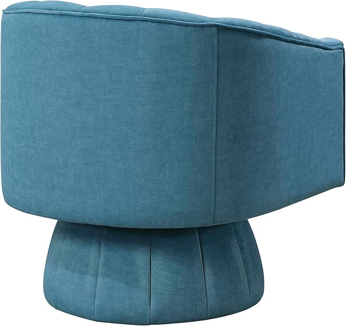Lexicon Modern Swivel Accent Chair Velvet Fabric Upholstered Swivel Lounge Chair with Rounded Base and Channel Stitching for Living Room/Bedroom/Office Easy Assembly Dark Teal
