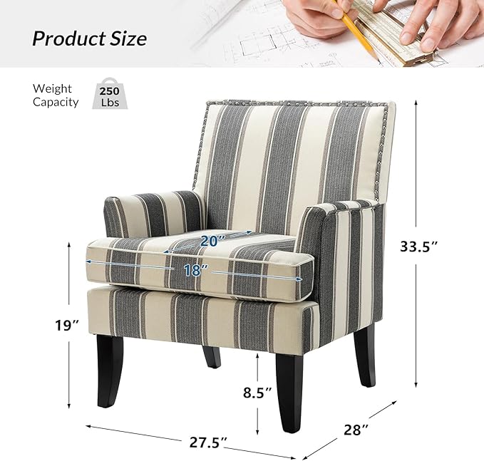HULALA HOME Modern Accent Chair for Living Room Upholstered Fabric Single Sofa Chair Wingback Armchair with Wooden Legs for Bedroom Office Reading or Waiting Room Black