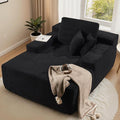 ovios 67'' Chaise Lounge Chair Indoor Oversized Upholstered Sofa Bed Sleeper Couch Reading Chairs Fluffy Plush Corduroy Cloud Sofas Couches for Living Room Black