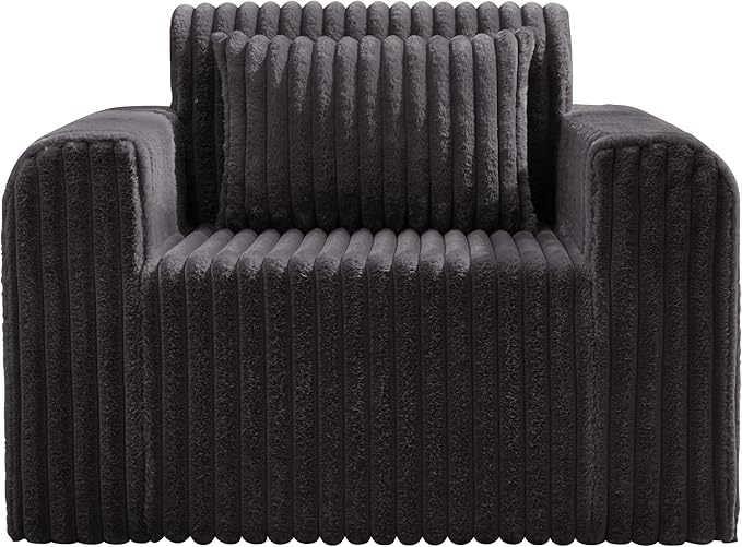 Hobestluk Single Sofa Foam Couch Sofa for Small Spaces Comfy Sofas with Removable Cover Furry Couch with Pillows for Living Room Bedroom Apartment Office (Dark Grey Standard)