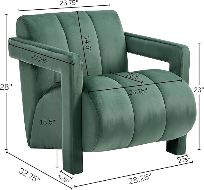 Roundhill Furniture Velmor Contemporary Velvet Accent Armchair Green