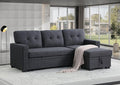 ACQCA 82 Convertible Sectional Sleeper Sofa with Storage Chaise L Shaped Pull Out Couch Bed with 3 Tufted Back Cushion for Living Room ApartmentOfficeDark Gray