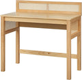 Carro 39 Cane Rattan Computer Desk Chic Woven Panels Decorative Back &amp Side Design Compact Home Office Table Workstation Light Oak