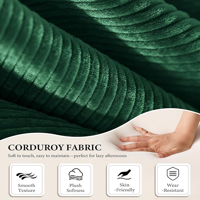 Boneless Couch Folding Couches for Living Room Sofa Futon Sofa Bed with Sleeper Sofa Futon Couch with Fixed-Shape Oversized Corduroy Upholstered (Green 81 Inches)