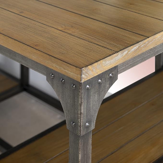 Powell Furniture Benjamin Metal Base Desk Driftwood