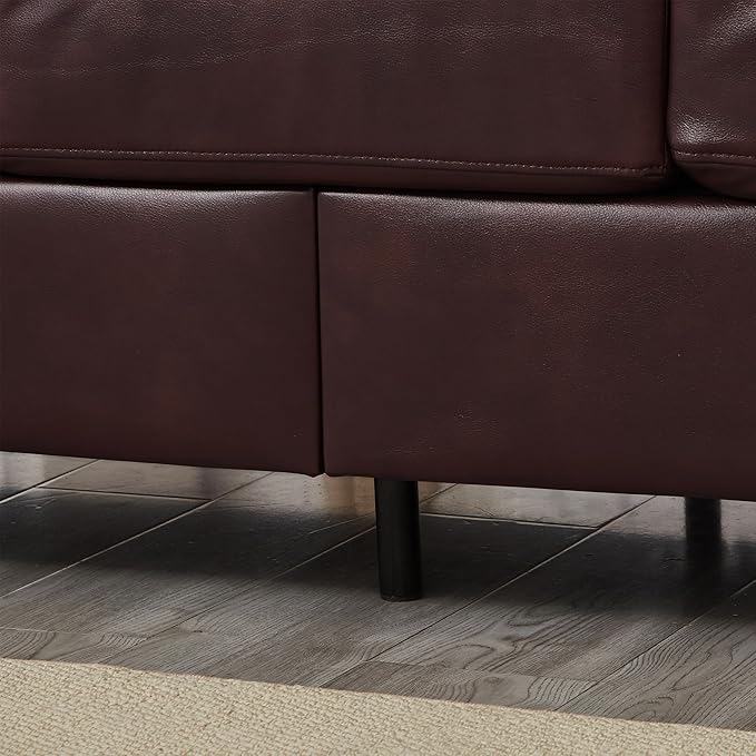 79 Burgundy Faux Leather Couch with Storage Mid Century Modern Tufted Sofa Chesterfield with Wide Arm Comfy Leather Love Seat for Living Room Bedroom Office Small Spaces (Burgundy 3 Seater Couch)