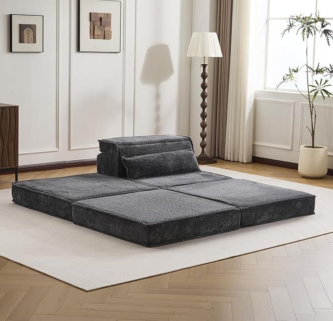 KEIKI 2Seat Modular Velvet Sofa Couch with Chaise Memory Foam for Living Room Home Office Style Conscious Homeowners Cozy Warm Perfect for Entertaining Relaxation Classic Refined Design Dark Grey