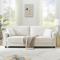 82.48 Velvet Upholstered Sofa Couch3 Seater Couch Loveseat Sofa Furniture Comfy Couches for Living Room Bedroom Small Space(Beige White)