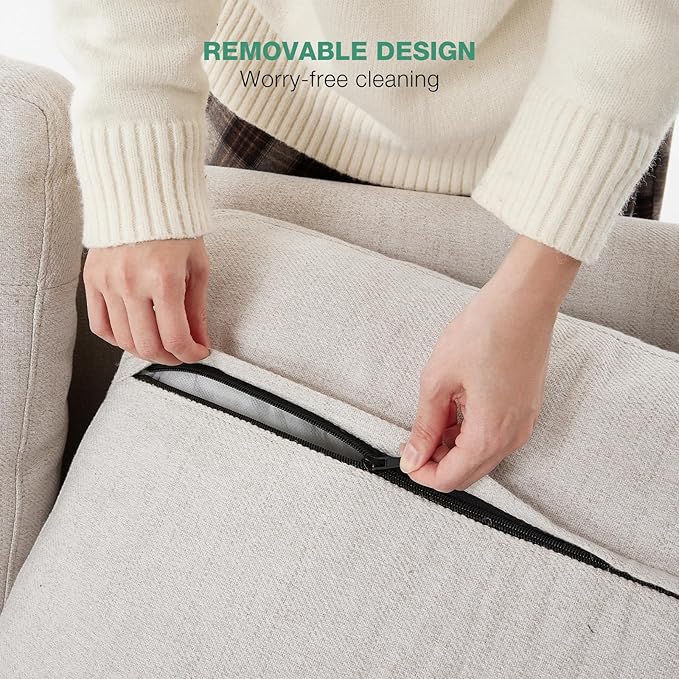 Novilla 57 Linen Loveseat - Small Sofa w/ 2 Bolster Pillows for Apartment Easy Assembly Beige