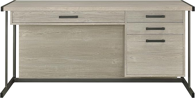 Coaster Home Furnishings - Loomis - Engineered Wood - 60-Inch Desk with Drawers and File Cabinet Drawers Sled Base Contemporary Style - Home Office - Whitewashed Grey - 805881