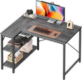 Huuger L Shaped Desk 39 Inches Computer Desk with Reversible Storage Shelves for Gaming Corner Home Office Writing Study Metal Frame Gray