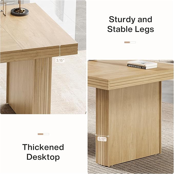 Tribesigns 63 Executive Desk Modern Executive Office Desk with Thickened Desktop and Heavy-Duty Legs Wood Writing Workstation Study Table Conference Table for Office Natural