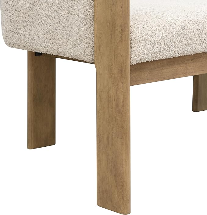 Christopher Knight Home Zudan Modern Boucle Upholstered Loveseat Sofa with Rubberwood Frame Comfy 2-Seater Sofa Couch and Flat-Panel Legs Love Seat Couches for Living Room Almond + Natural Ash