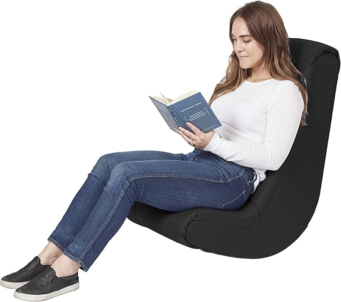 FDP Tufted Floor Rocker for Kids Teens and Adults Comfortable Ergonomic Chair for Reading Playing Video Games or Watching TV - Dark Gray 10488-DG