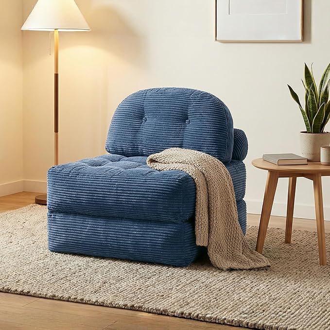 Folding Sofa Bed Convertible Sleeper Chair with Pillow Foldable Mattress with Back Support Portable Fold Out Chair Bed Comfy Floor Sofa Lounge for Living Room Bedroom