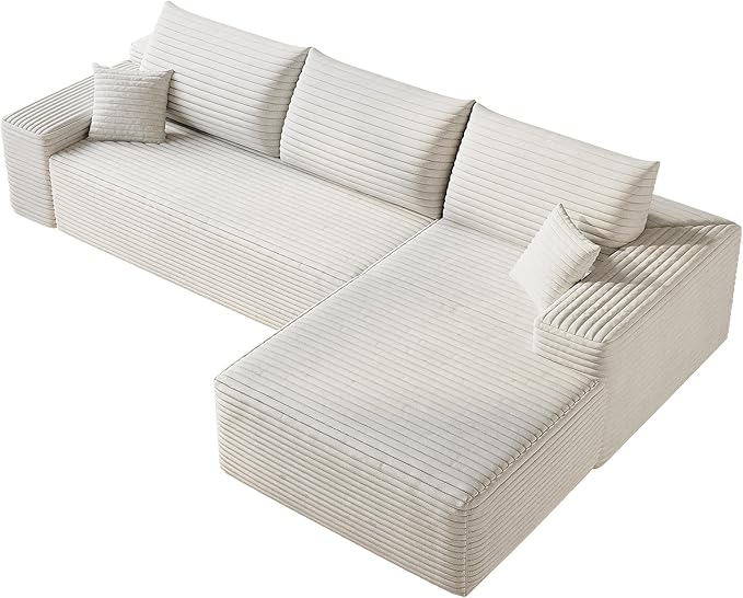 Eafurn Oversized L Shape Modular Sectional Sofa with Right Facing Chaise LoungeWide Deep Seat Compressed Corner CouchMinimalist Corduroy Upholstered Boneless Lounge Sofa Couch | Breathable material