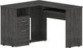 Smokey Oak L-Shaped Desk with Keyboard Tray &amp 2 Drawers - Home Office Workstation