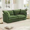 Aoowow Oversized Modular Sectional Sofa 83.4” Chenille Loveseat Sofa Comfy 2-Seat Sofa Couch Upholstered Deep Seat Couches with Big Toss Pillows for Living Room Apartment OfficeGreen-Chenille