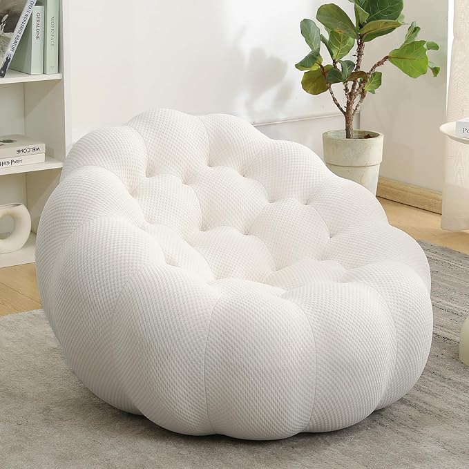 36 Funky Bubble Couch with 3D Honeycomb Shape Design Mesh Fabric Bubble Sofa Ergonomic Mini Floor Sofa for Bedroom Living Room Apartment Small Space (Beige Couch)