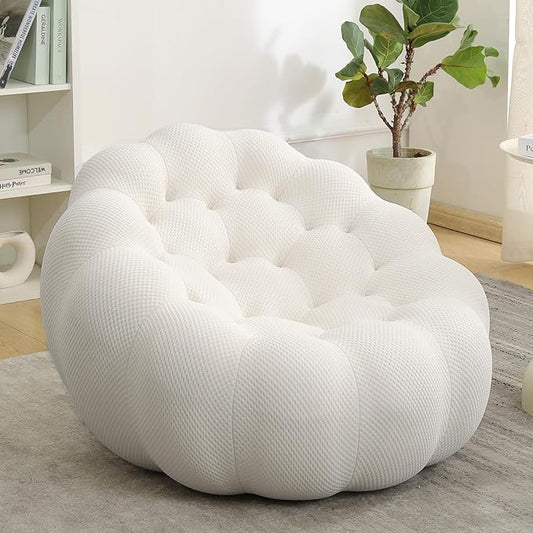 36 Funky Bubble Couch with 3D Honeycomb Shape Design Mesh Fabric Bubble Sofa Ergonomic Mini Floor Sofa for Bedroom Living Room Apartment Small Space (Beige Couch)