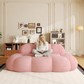 90 Curved Pink Boucle Couch Comfy Cloud Shaped Boneless Couches for Living Room Modern Deep Seat Loveseat Lazy Floor Sofa for Bedroom Apartment Small Space (No Assembly)