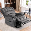 MEETWARM Large Power Lift Electric Recliner Chair with Extended Footrest for Elderly Big and Tall Lift Chair for Seniors Reclining Chair with Vibration Massage and Heated USB Ports(Plush-Grey)