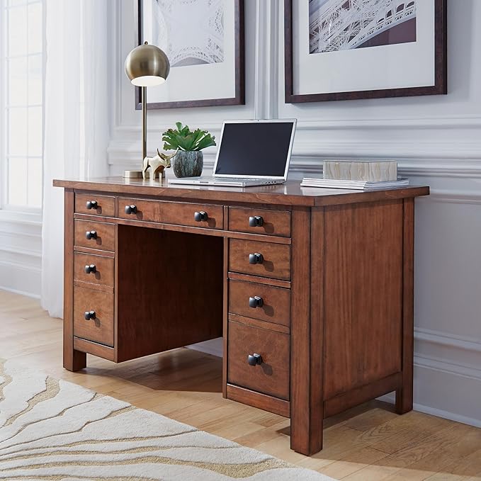 Homestyles Tahoe Aged Maple Executive Pedestal Desk