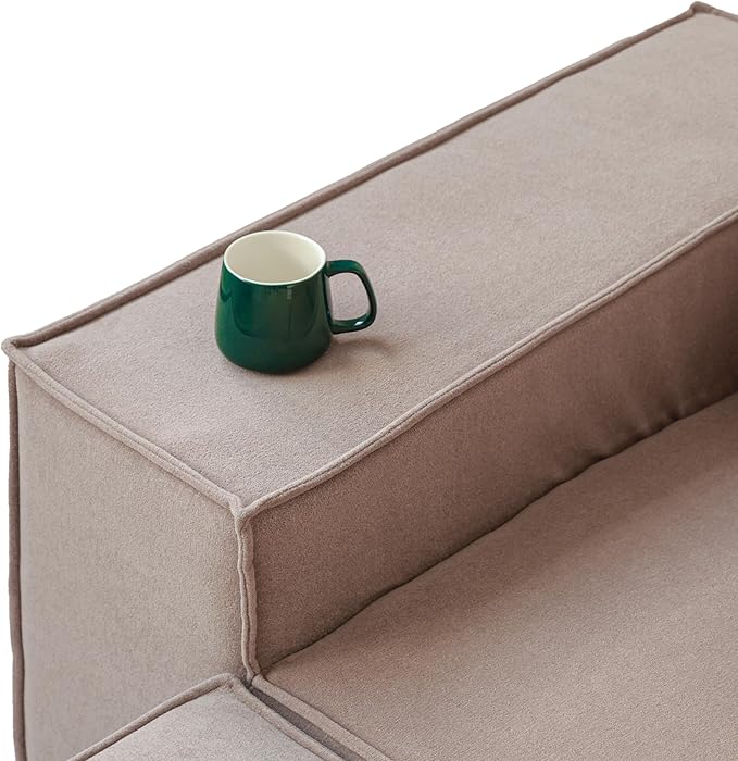 JACH L-Shaped Cloud Sectional Couch 118 Huge Plus Modular Couch Modern Comfy Cloud Fleece Couches with Reversible Chaise Ottoman Sofas Furniture for Living Room Office Apartment Brown