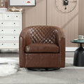 Swivel Gilder - Modern Round Armchair 360 Swivel Leather Barrel Club Chair for Living Room Bedroom Office (Brown)