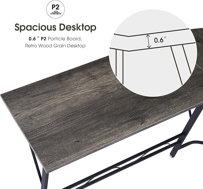 ivinta L Shaped Gaming Desk Modern Computer Desk with X-Shape Support Space-Saving Home Office Desk for Home Office Small Spaces Living Room 7449