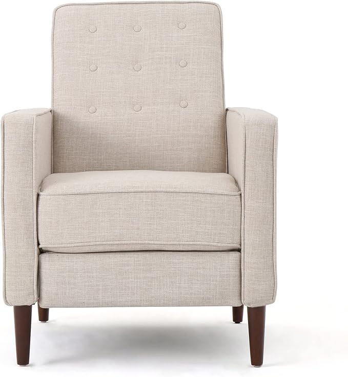 KEIKI Push Back Chair for Living Room Mid-Century Modern Recliner with Birch Legs