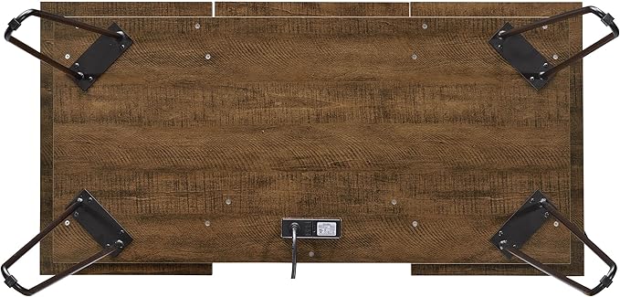 Coaster Home Furnishings – Sheeran – 47-Inch Writing Desk with Four Compartments Mid-Century Modern Style Black Hairpin Legs and Spacious Surface – Home Office &amp Living Room – Rustic Amber - 80