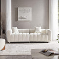 87.4 Modern 3 Seater Boucle Sofa Couch for Living Room Mid Century Fluffy Couches with Solid Wood Frame and 6 Legs for Bedroom Apartment Weight Capacity 750 LBS (White)