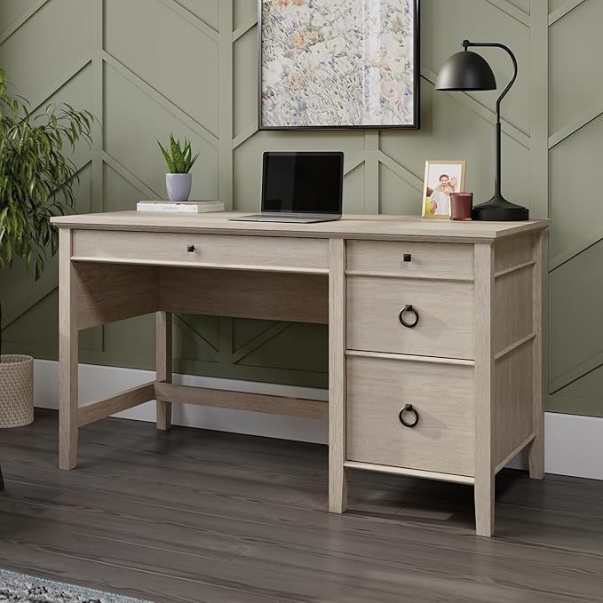 Sauder East Adara Single Pedestal Desk Cascade Oak Finish