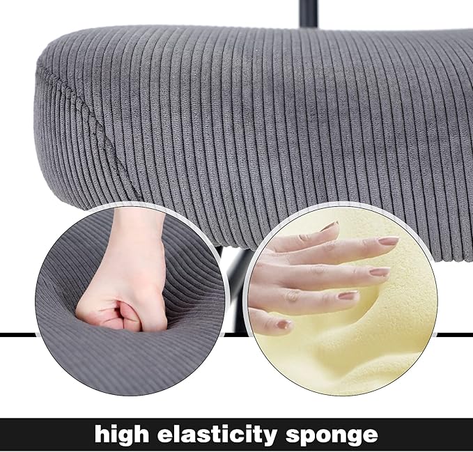 Sophia &amp William Living Room Chairs Accent Chair Leisure Chair Low Back Corduroy Metal Wide Seat 25” Reception Chair for Livining Room Bedroom Metal Leg Grey