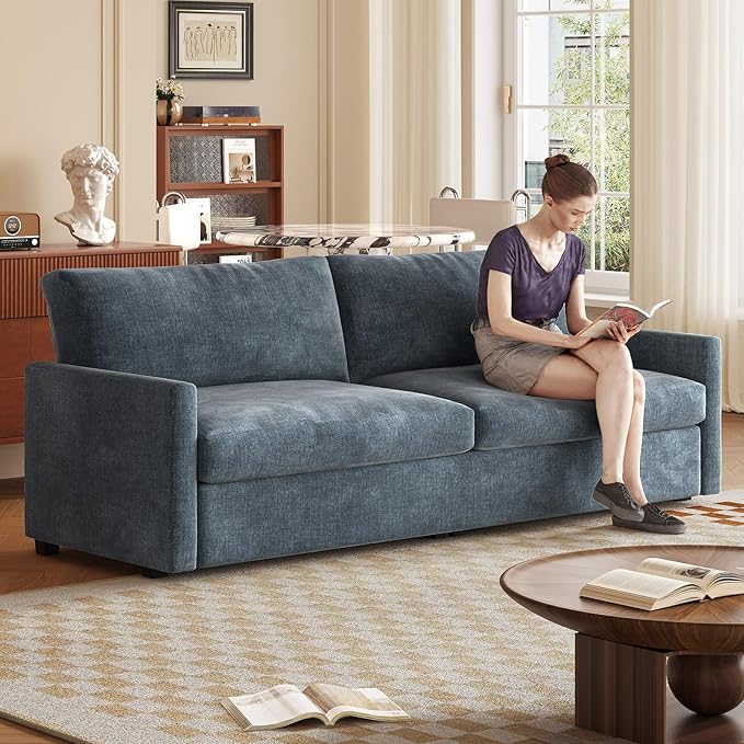 70.07 Blue Loveseat Sofa Upholstered Deep Seat Sofa for Small Spaces 2-Seater Couch Soft Polyester Blue Velvet Breathable &amp Easy to Clean