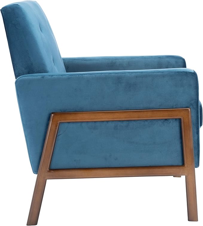 SAFAVIEH Home Collection Roald Velvet Sofa Accent Club Chair ACH6209A Prussian Blue/Antique Coffee