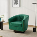 Pia Ricco Faux Leather Swivel Barrel Accent Chairs 360° Swivel Round Single Sofa Chair Comfy Upholstered Club Armchair with Nailhead Trim for Living Room/Reading Room/Bedroom Green