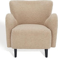 SAFAVIEH Couture Collection Rayanne Modern Light Brown Faux Lamb Wool Wingback Chair (Fully Assembled)