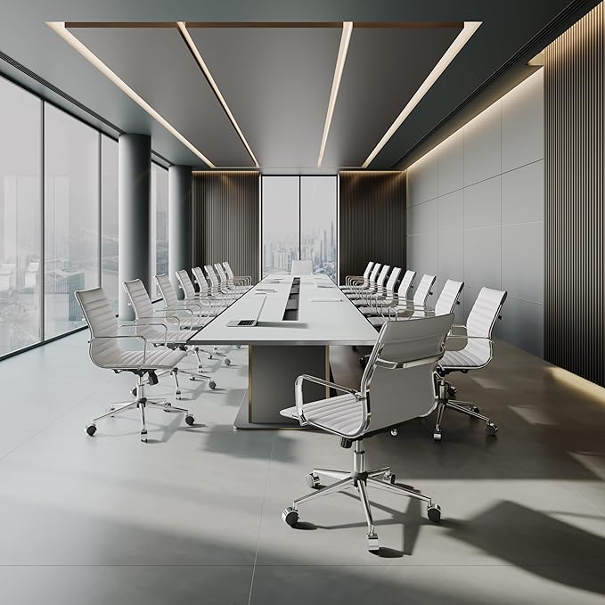 White Office Chair Ergonomic Swivel Desk Chair with Armrests Comfortable Heavy-Duty Chair for Office or Conference Table White 22.83in Seat（1pc）