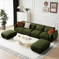 U Shaped Cloud Sectional Convertible L Shaped Couch with Removable OttomansModular Cloud Couch Sectional for Living Room(4 Set + 2 Ottomans - Green)