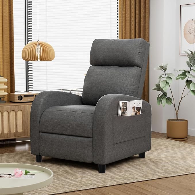 Homall Recliner Chair Recliner Sofa for Adults Recliners Home Theater Seating with Lumbar Support Reclining Sofa Chair for Living Room (Fabric Dark Grey)
