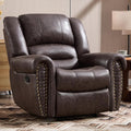 CANMOV Rocker Recliner Chair Leather Recliner Chair with Overstuffed Backrest and Armrests Manual Single Sofa for Living RoomBedroom Dark Grey