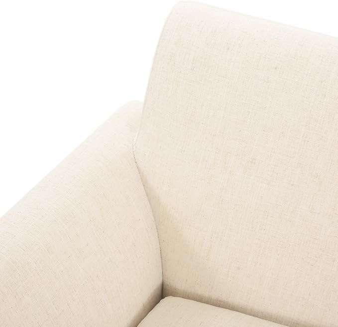 Christopher Knight Home Canna Fabric Flared Arms Loveseat Comfy Upholstery 2 Seater Sofa Wooden Frame Living Room Chair Soft Seating Lounge Sofa for Bedroom/Office Beige + Natural