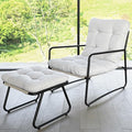 Accent Chair with Ottoman Modern Lounge Accent Chair with Armrests Living Room Chair Reading Armchair with Footrest &amp Soft Cushion for Bedroom Balcony Lounge Reading Room Beige