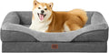 EHEYCIGA Orthopedic Dog Bed for Large Sized Dog 36x27x7 Inch Large Memory Foam Dog Couch Bed with Sides Waterproof Liner &amp Washable Removable Cover Bolster Pet Sofa Grey