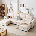 132'' Modular Sectional Sofa U Shaped Cloud Couch with Large Storage Deep Seat Sofa with Chaise 6 Seat Convertible Couches for Living Room Beige