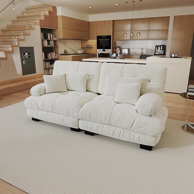 94.4.4 Oversized Modular Sectional Sofa White Large Sectional Couches for Living Room Chenille Fabric Sofa Set Cloud Love Seat Couches Deep Seat Modern Sofas para Sala